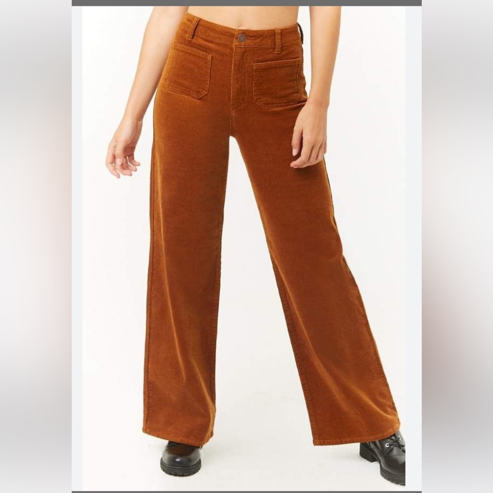 Forever 21 high rise wide leg corduroy pants